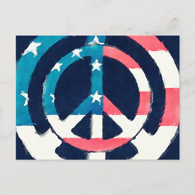 Cartão Postal Sinal de Paz Americano grunge (Frente)