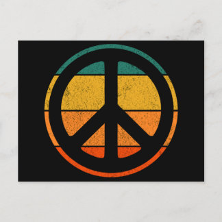 Cartão Postal Sinal de Paz Amor 60 anos 70 Tye Die Hippie Costum