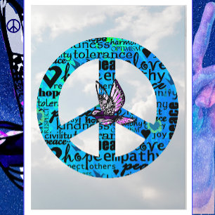 Cartão Postal Sinal de Paz com Feliz ano novo de Porta