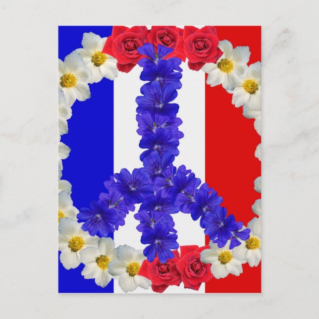 Cartão Postal sinal de paz da bandeira francesa (Frente)
