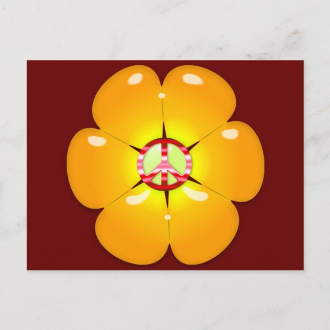 Cartão Postal Sinal de Paz de Energia Flor (Frente)