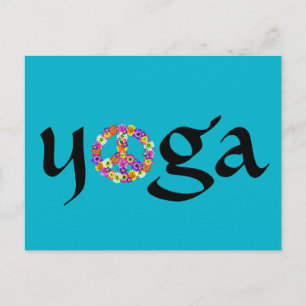 Cartão Postal Sinal de Paz Floral de Yoga