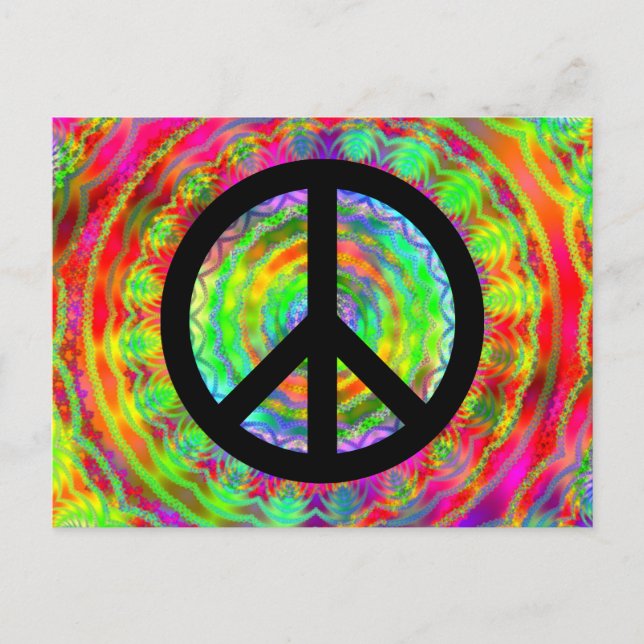 Cartão Postal Sinal de Paz Preto Funky (Frente)