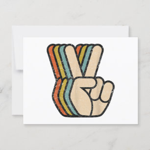 Cartão Postal Sinal de Paz Retroativo V Dedos Vintage 60s 70s 80