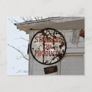 Cartão Postal Sinal de propaganda enferrujada na rota 66