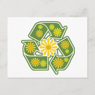 Cartão Postal Sinal de Reciclar Floral