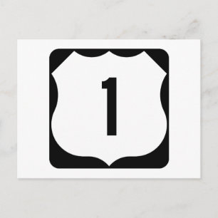 Cartão Postal Sinal de Rota 1 dos EUA