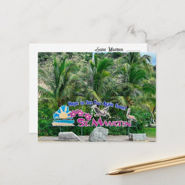 Cartão Postal Sinal de santo Maarten (Frente/Verso In Situ)