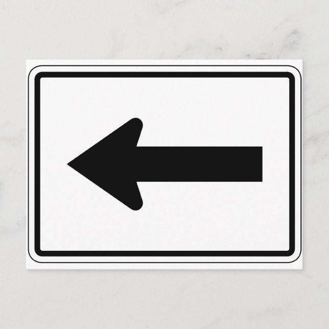 Cartão Postal Sinal de Seta para a Esquerda (Frente)