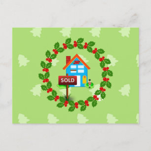 Cartão Postal Sinal de venda, design de Natal festivo do Realtor