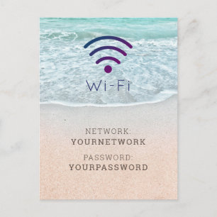 Cartão Postal Sinal de Wi-Fi de Praia de Oceano Azul Turquesa