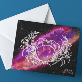 Cartão Postal Sinal do Zodíaco Constelação de Câncer Rosa Galáxi