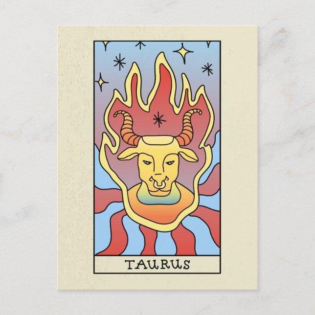 Cartão Postal Sinal do Zodíaco Touro Arte Abstrata Vintage (Frente)