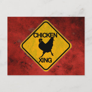 Cartão Postal Sinal Rustic Chicken Crossing
