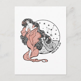 Cartão Postal Sinal zodiodítico de Virgem.Círculo horoscópico
