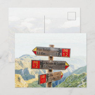 Cartão Postal Sinalização do Trilho Madeira Pico Ruivo Caminhada