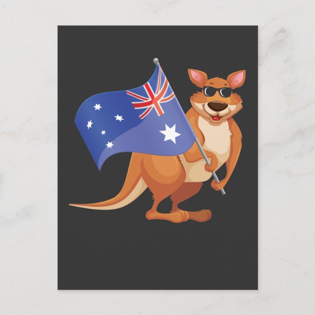 Cartão Postal Sinalizador australiano Aussie Kangaroo com óculos (Frente)