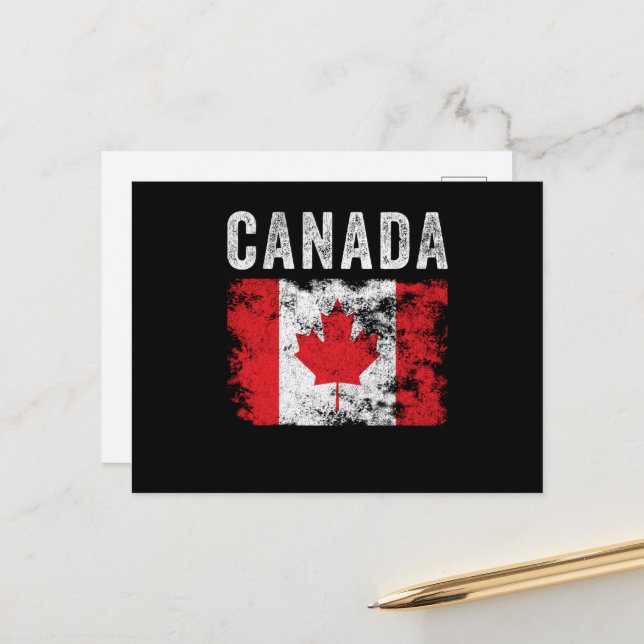 Cartão Postal Sinalizador do Canadá em apuração - Bandeira canad (Frente/Verso In Situ)