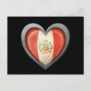 Cartão Postal Sinalizador do coração peruano com efeito metálico