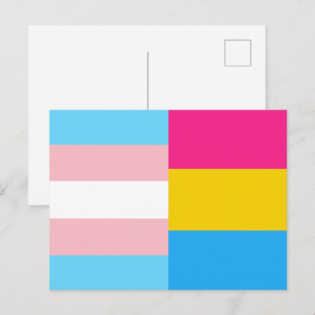 Cartão Postal Sinalizador do Orgulho Duplo Transgênero Pansexual (Frente/Verso)