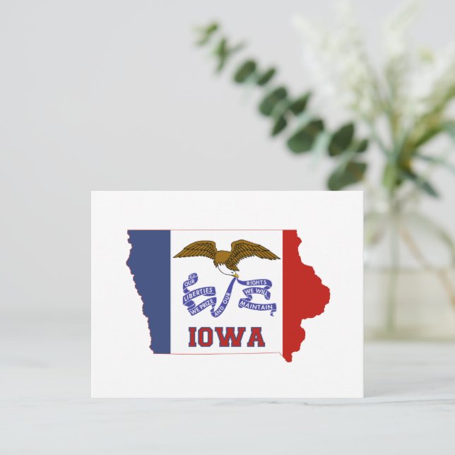 Cartão Postal Sinalizador e Mapa do Estado de Iowa (Em pé/Frente)