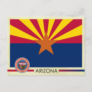 Cartão Postal Sinalizador e selo do Estado da arizona
