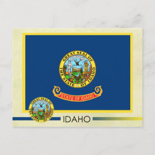 Cartão Postal Sinalizador e selo do Estado de Idaho