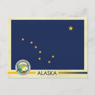 Cartão Postal Sinalizador e Selo do Estado do Alasca