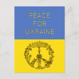 Cartão Postal Sinalizador Floral de Paz Azul e Amarelo Ucraniano