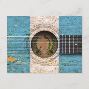 Cartão Postal Sinalizador guatemalteco na antiga guitarra acúst