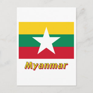 Cartão Postal Sinalizador Myanmar com Nome