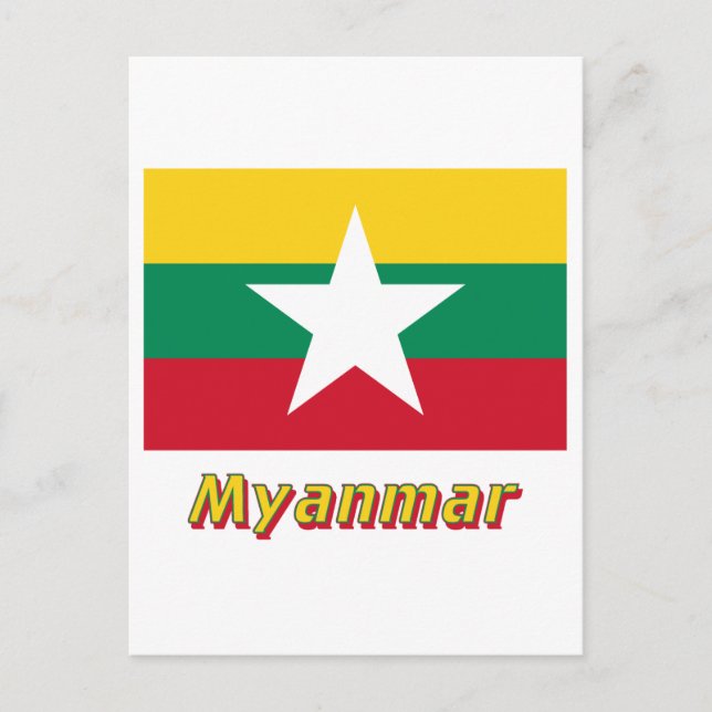 Cartão Postal Sinalizador Myanmar com Nome (Frente)