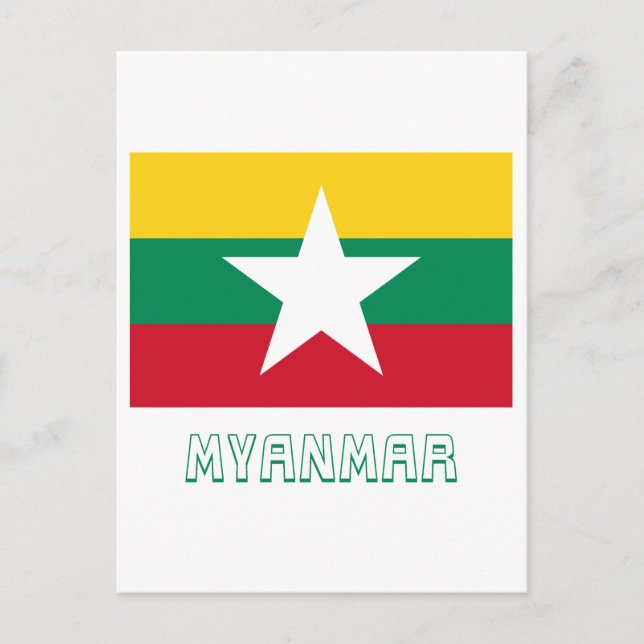 Cartão Postal Sinalizador Myanmar com Nome (Frente)