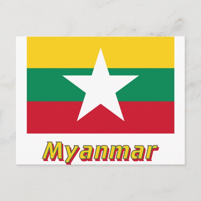 Cartão Postal Sinalizador Myanmar com Nome (Frente)