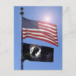 CARTÃO POSTAL SINALIZADOR USA FLAG & POW MIA FLAG