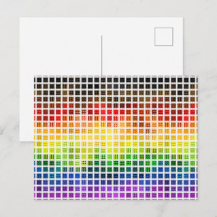 Cartão Postal Sinalizador Xadrez do Orgulho Arco-Íris Colorido d