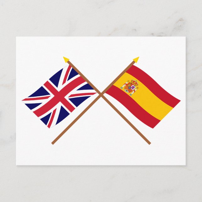 Cartão Postal Sinalizadores cruzados do Reino Unido e da Espanha (Frente)