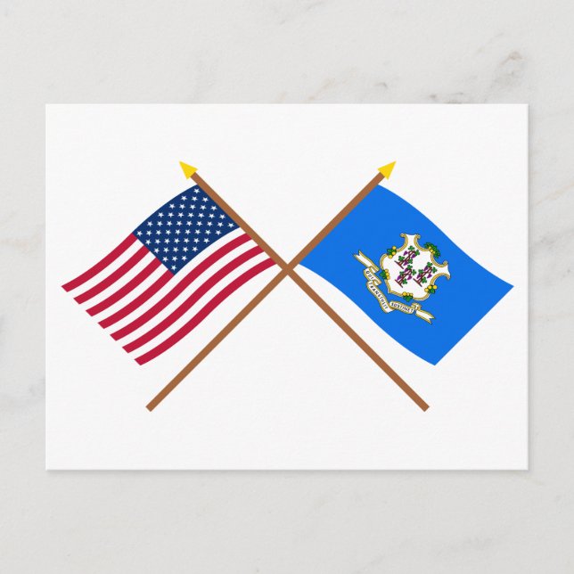 Cartão Postal Sinalizadores cruzados nos EUA e no Connecticut (Frente)