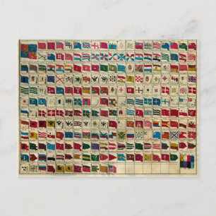 Cartão Postal Sinalizadores Navais Vintage da Ilustração Mundial