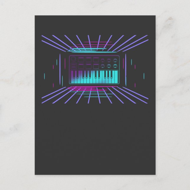 Cartão Postal Sincronização do teclado do Synthesizer 80s Música (Frente)