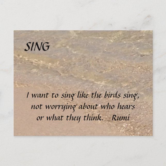 Cartão Postal SING Inspirational Postcard Sand Beach Rumi (Frente)