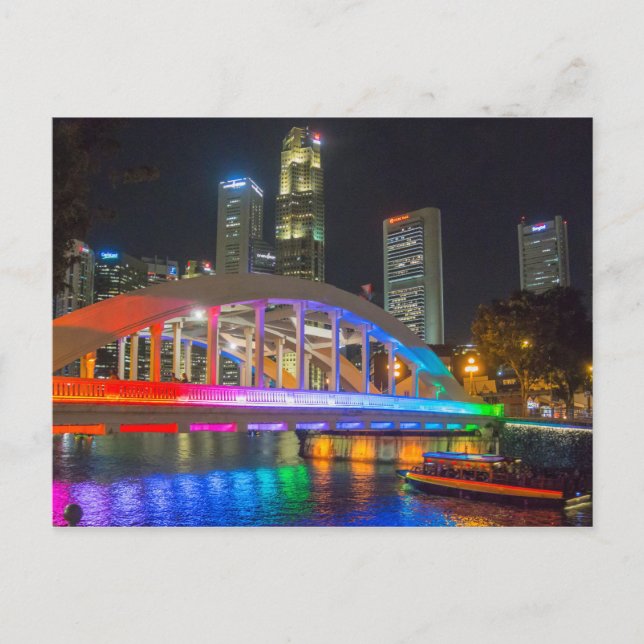 Cartão Postal Singapura à noite (Frente)