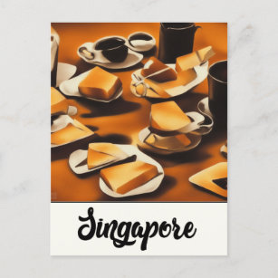 Cartão Postal Singapura Kaya Toast E Kopi - Cartão-Postal De Art