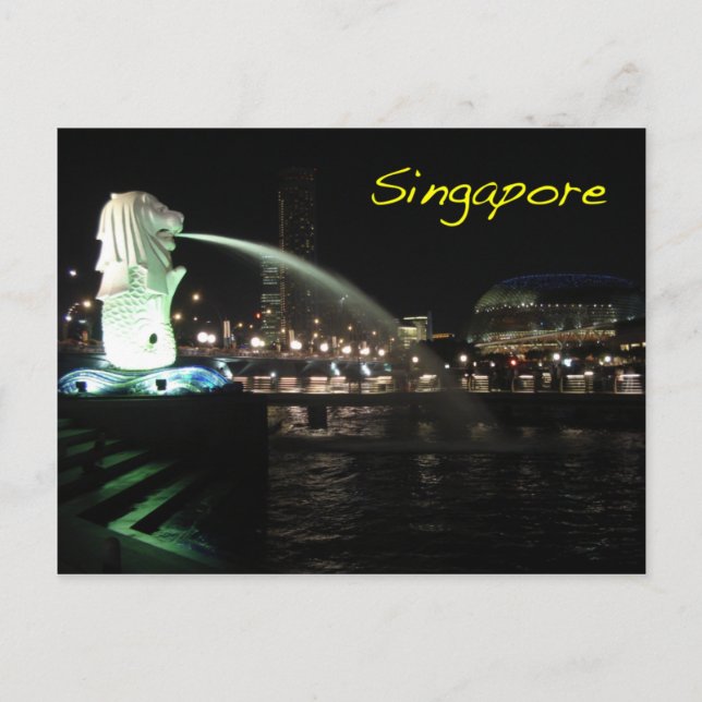 Cartão Postal Singapura Merlion (Frente)