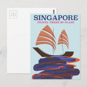 Cartão Postal Singapura "Vá lá de avião"