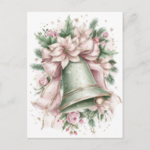 Cartão Postal Sino de Natal Pastel Festivo e Elegante