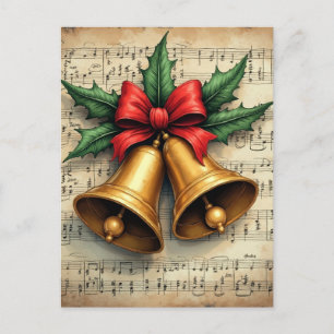 Cartão Postal Sinos de Natal em partitura,