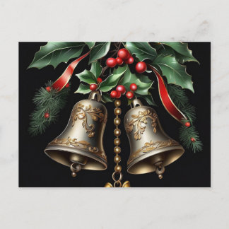 Cartão Postal Sinos de Natal vintage