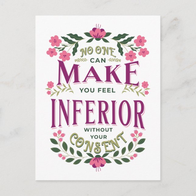 Cartão Postal Sinta-se inferior aos direitos das mulheres Eleano (Frente)