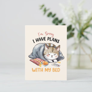 Cartão Postal Sinto muito, tenho planos com minha cama - gato ma